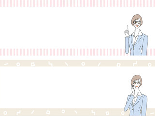 メガネ女性　表情セット
