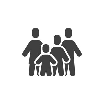 Four member family vector icon. filled flat sign for mobile concept and web design. Family with two children glyph icon. Symbol, logo illustration. Vector graphics