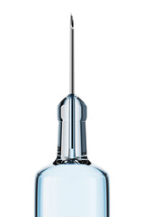 Pre-filled syringe isolated in white background. 3D rendering illustration.
