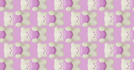 Minimal motion 3d art. Cookies cutie Bear seamless vertical animation pattern. Sweet, candy, bakery shop, Love, lovely,Valentine's Day, greatings concept. 4k video - Powered by Adobe
