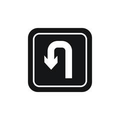 U-turn traffic sign icon design isolated on white background.