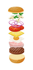 Hamburger or cheeseburger jumping ingredients