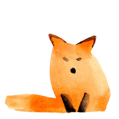 watercolor red fox minimalism drawing
