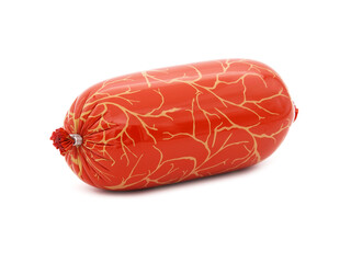 Baloney salami isolated on white