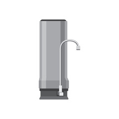 Water filter on sink with a tap, flat vector illustration isolated on white.