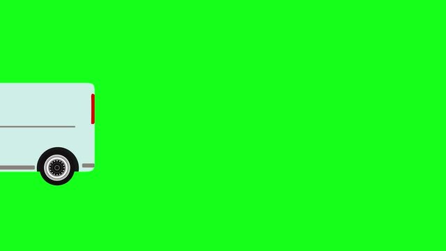Moving automobile car animation on green screen chroma key, flat design element, graphic source