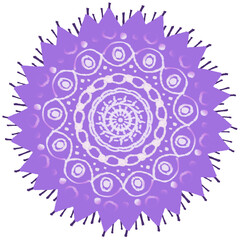 スパイク状の突起の付いた紫色のウイルスや風邪菌のイメージ素材