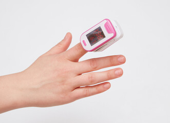 Pulse Oximeter, finger digital device to measure oxygen saturation in blood.