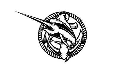 Swordfish with rope and anchor vector © lemahijo