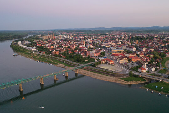 Beautiful Brcko cityscape with a bridge over the river in Bosnia and Herzegovina