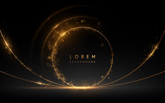 Abstract gold cirle lines with glow effect