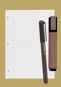 drawing pen on a blank paper vector
