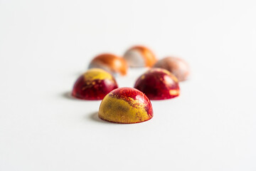 Handmade colorful chocolate, Belgian sweets