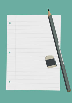 blank paper with pencil and eraser 