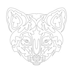 Hand drawn abstract portrait of a fox. Vector stylized illustration for tattoo, logo, wall decor, T-shirt print design or outwear. This drawing would be nice to make on the fabric or canvas.