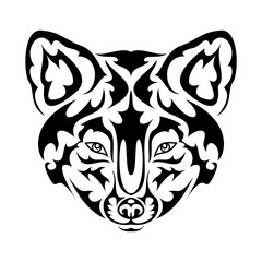 Hand drawn abstract portrait of a fox. Vector stylized illustration for tattoo, logo, wall decor, T-shirt print design or outwear. This drawing would be nice to make on the fabric or canvas.