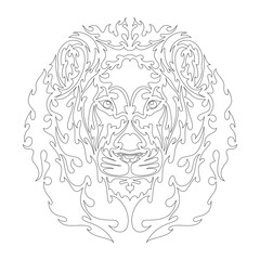 Hand drawn abstract portrait of a lion. Vector stylized illustration for tattoo, logo, wall decor, T-shirt print design or outwear. This drawing would be nice to make on the fabric or canvas.