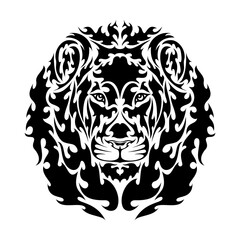 Hand drawn abstract portrait of a lion. Vector stylized illustration for tattoo, logo, wall decor, T-shirt print design or outwear. This drawing would be nice to make on the fabric or canvas.