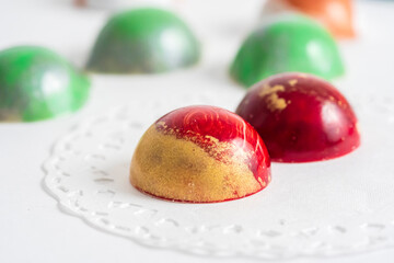 Handmade colorful chocolate, Belgian sweets