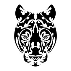 Obraz premium Hand drawn abstract portrait of a panther. Vector stylized illustration for tattoo, logo, wall decor, T-shirt print design or outwear. This drawing would be nice to make on the fabric or canvas.