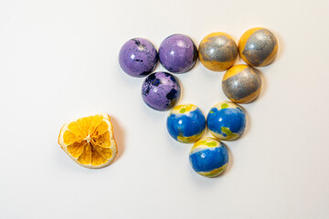 Handmade colorful chocolate, Belgian sweets