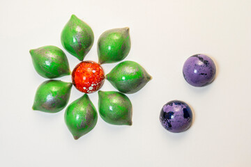 Handmade colorful chocolate, Belgian sweets