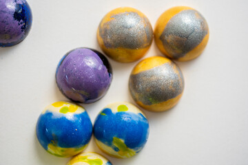 Handmade colorful chocolate, Belgian sweets