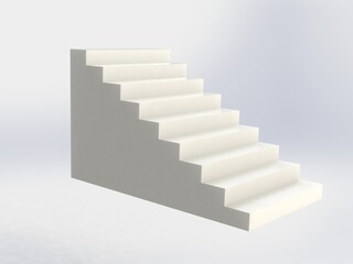 White stairs 3d realistic illustration