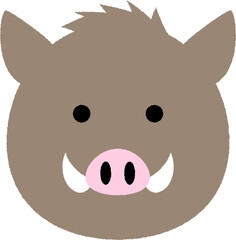 かわいいイノシシの顔のイラスト