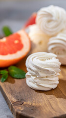 Homemade marshmallow made from grapefruit and mint. Homemade healthy sweets, natural sweets.