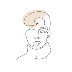One line portrait. Hand drawn abstract face.  Minimal art. Trendy style. 