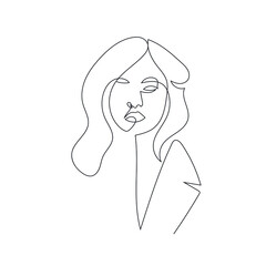 One line  vector woman face. Abstract portrait. Simple logo in minimal style for beauty salon, beautician, makeup artist, stylist. .