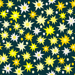 Stylized starry night sky with doodle stars