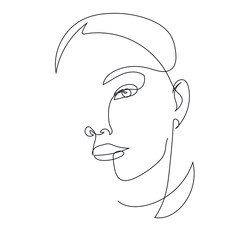 One line hand drawn vector woman face. Abstract portrait. Simple logo in minimal style for beauty salon, beautician, makeup artist, stylist. .