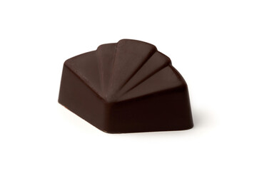 Close-up of one chocolate candy isolated on white background