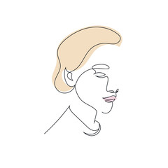 One line hand drawn vector woman face. Abstract portrait. Simple logo in minimal style for beauty salon, beautician, makeup artist, stylist. .