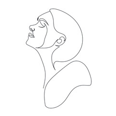 One line hand drawn vector woman face. Abstract portrait. Simple logo in minimal style for beauty salon, beautician, makeup artist, stylist. .