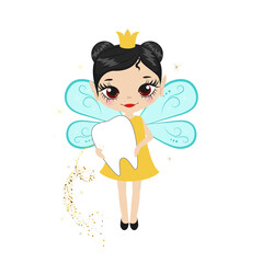 Cute cartoon tooth fairy vector illustration.