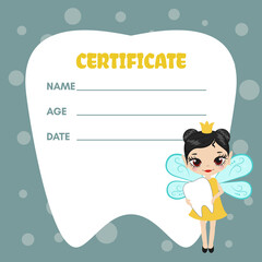 Greeting card with cartoon tooth fairy.