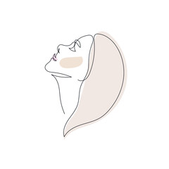 One line hand drawn vector woman face. Abstract portrait. Simple logo in minimal style for beauty salon, beautician, makeup artist, stylist. .
