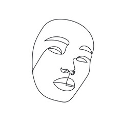 One line hand drawn vector woman face. Abstract portrait. Simple logo in minimal style for beauty salon, beautician, makeup artist, stylist. .