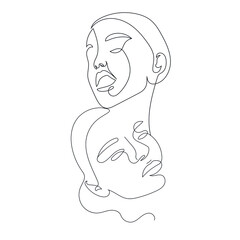 One line hand drawn vector woman face. Abstract portrait. Simple logo in minimal style for beauty salon, beautician, makeup artist, stylist. .