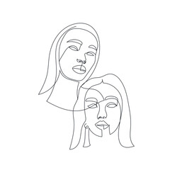 One line hand drawn vector woman face. Abstract portrait. Simple logo in minimal style for beauty salon, beautician, makeup artist, stylist. .