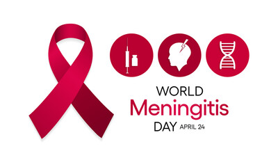 World Meningitis day observed each year on April 24th. it is an inflammation of the protective membranes covering the brain and spinal cord.  Vector illustration.