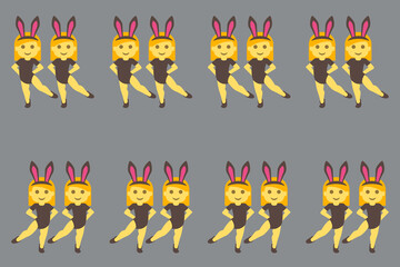pattern of women with bunny ears on gray background copy space,vector illustration