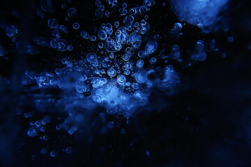 air under ice bubbles, abstract seasonal winter cold background outside nature