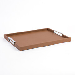 Stylish brown leather tray
