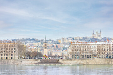 Lyon sous la neige : place antonin poncet