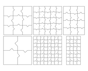 Unusual Abstract Blank Jigsaw Puzzles collection. Simple line art style for printing and web. Geometric triangle style. Stock vector linear illustration