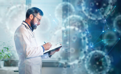 doctor using tablet telemedicine coronavirus vaccination programme